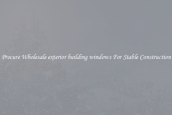Procure Wholesale exterior building windows For Stable Construction