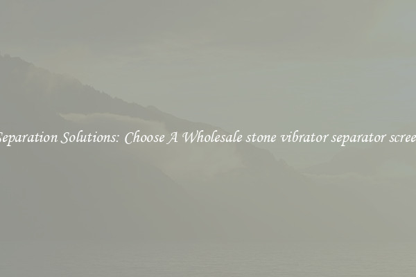 Separation Solutions: Choose A Wholesale stone vibrator separator screen